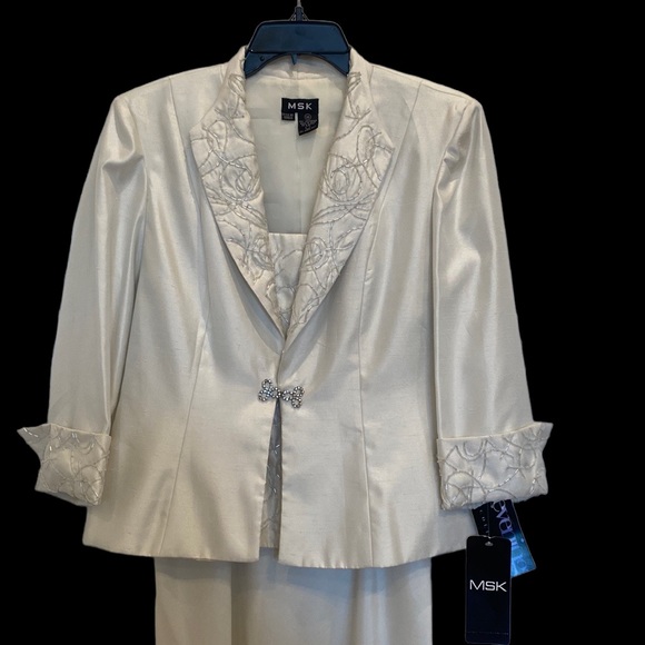 MSK Formal 2 Piece Dress with Matching Jacket 10 Ivory - Picture 2 of 9